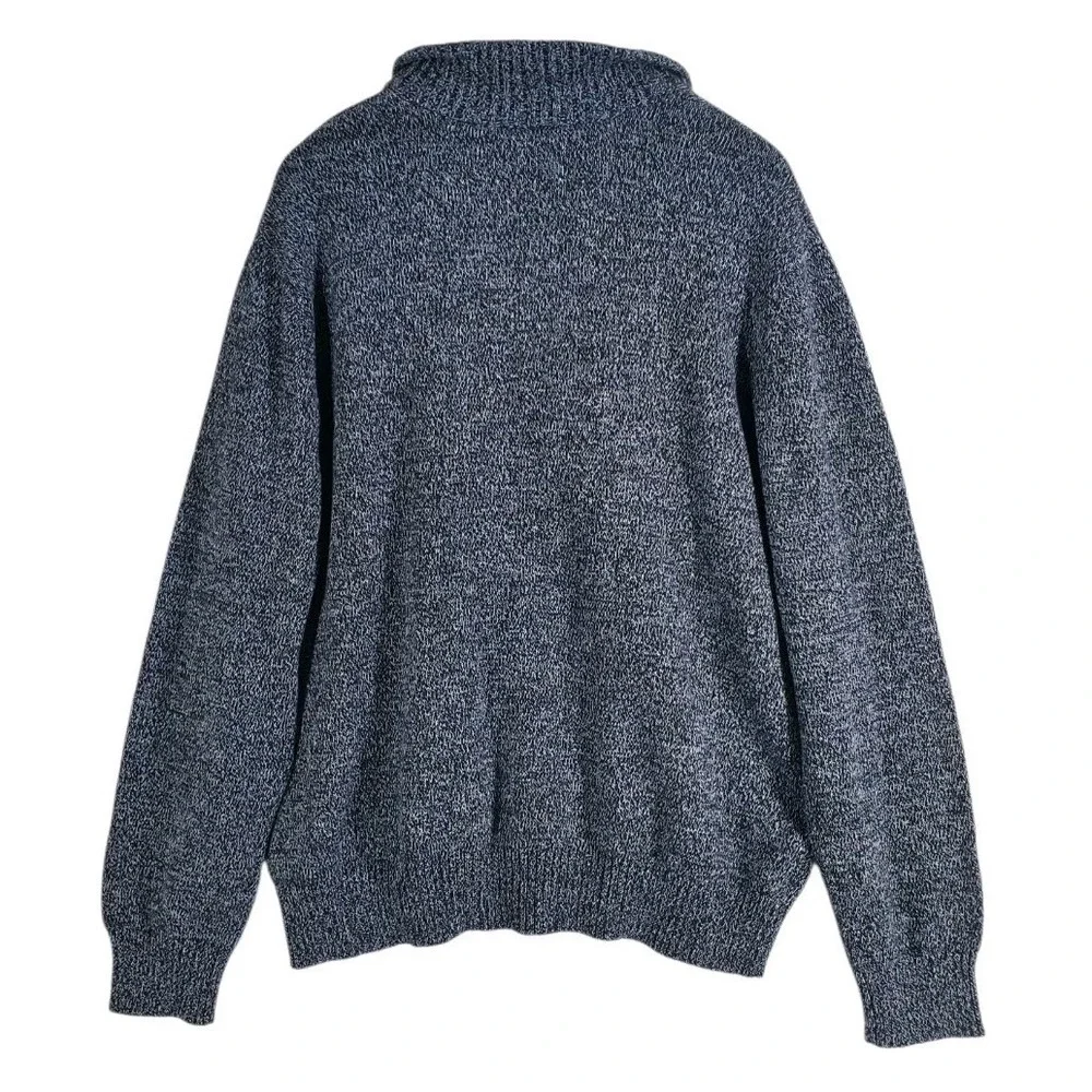 Eddie Bauer Cotton Rag 1/4 Zip Knit Sweater Mens XL Black White Pullover NWT